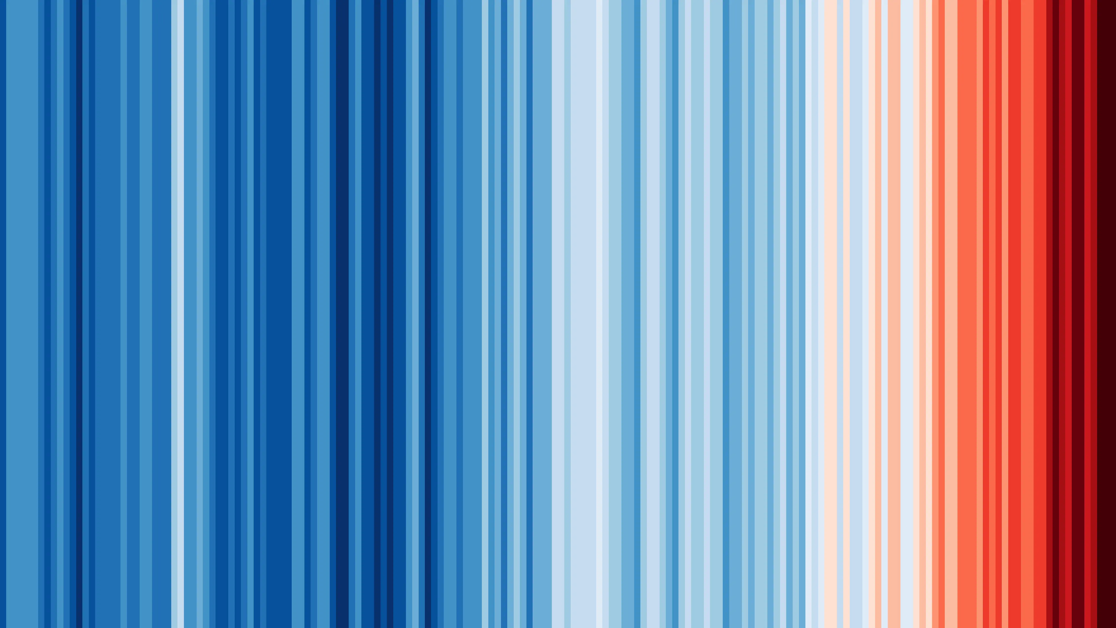Ed Hawkins, "Warming Stripes," 2018, https://showyourstripes.info/.
