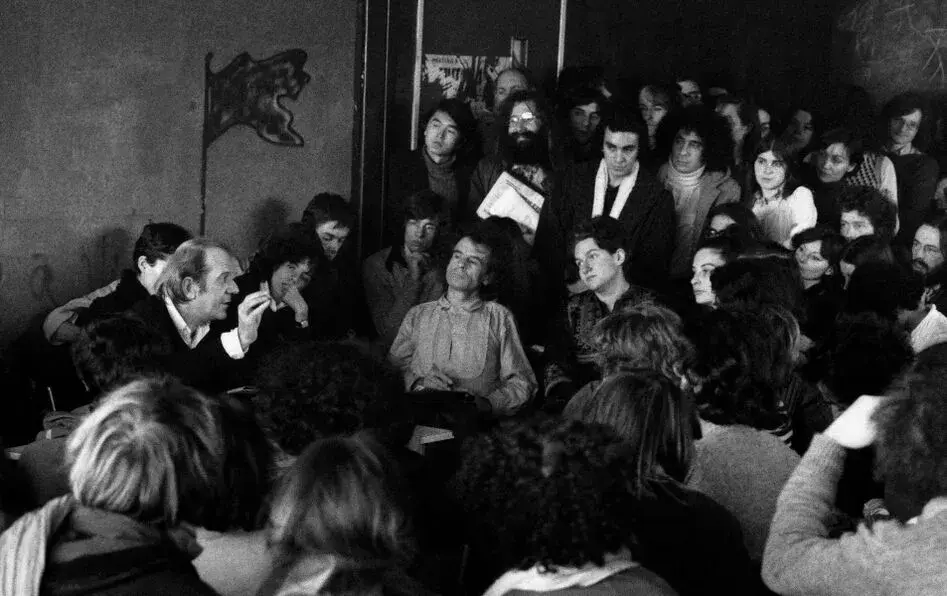 Gilles Deleuze teaching a seminar.